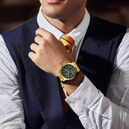 SAPPHERO, Luxury Brands, Gold Plated Stainless Steel, Men’s, Elegant, Waterproof, Quartz Watch…Perfect For That First Date