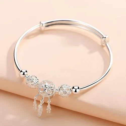 Luxury, 925 Sterling Silver, Star Beaded Bracelet for Women… Original Designer, Double Layered, Adjustable, Party Jewelry