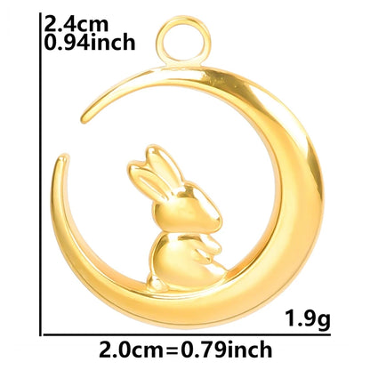 Stainless Steel, Kawaii Animal Rabbit Moon Pendant Necklaces For Women And Men. Please Invite,(Those Who Can), To Adopt Rabbits With This Gift Invitation.. Thank You!