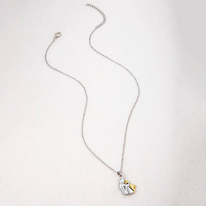 Cute, Two-Tone Girl Hugging Dog Necklace