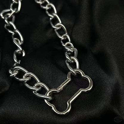 Punk Fashion, Korean Hollowed-Out Dog Bone, Pendant Necklace