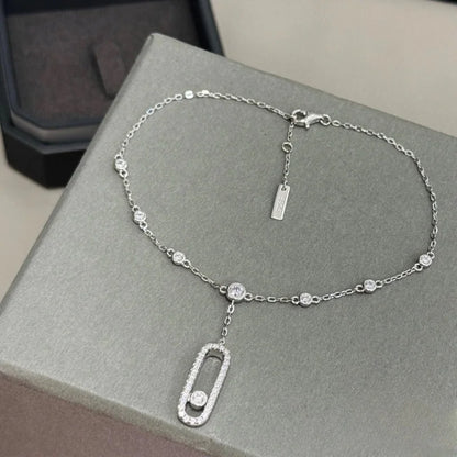 .925 silver, single diamond ankle bracelet; Fashion classic jewelry;  European and American style sexy jewelry gift