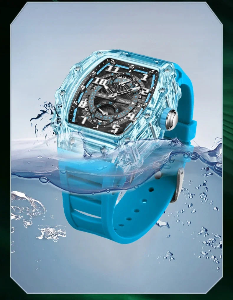 Unique, Blue, Fashion, Men's Waterproof, Outdoor, Sports, Military Watch For Men,