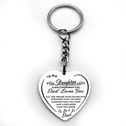 Father To  Daughter,   Stainless Steel, Silver Color Love Pendant Keychain, From EREBUS