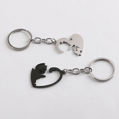 Yin and Yang Cat Pendant Keychain