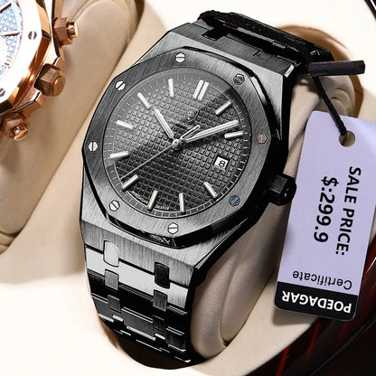 NEW!!! Fine Steel, Original Quartz, Luminous Date, Waterproof, Fashionable Classic Wristwatch, By POEDAGAR