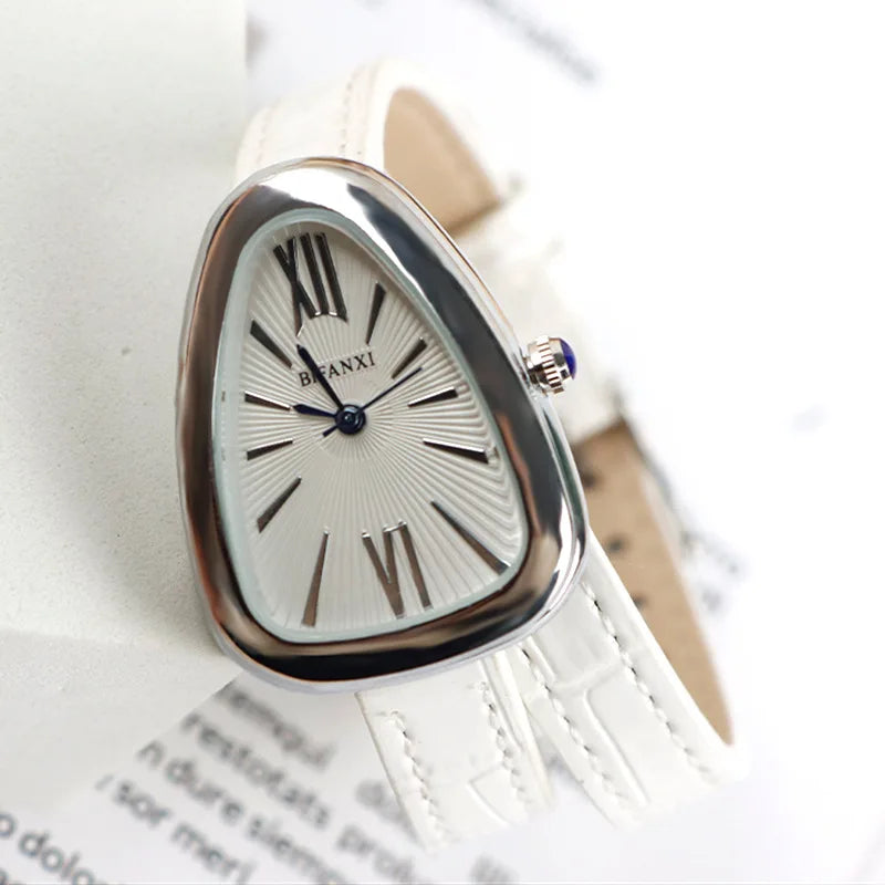 New!!! Top Fashion, Designer, Quartz Snake Shape Leather Strap Watch