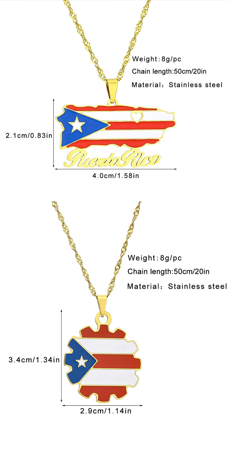 Wear Puerto to celebrate The Big Game 2026 and Bad Bunny in style — show your Puerto Rican pride with this beautiful flag necklace. Lightweight, durable, and polished for that beautiful shine, it’s the perfect game day souvenir, by SONYA