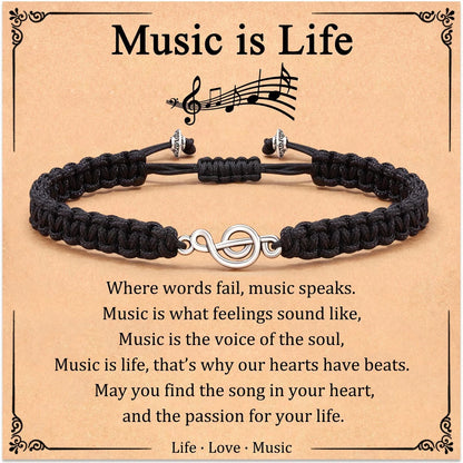 Beautiful, Black, Music Sentiment Bracelet…Great Gift For Teacher Appreciation & All Other Music Lovers