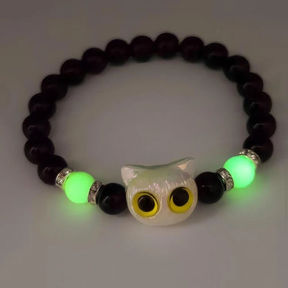 Cute Big Eye Cat Luminous Beaded  Bracelets