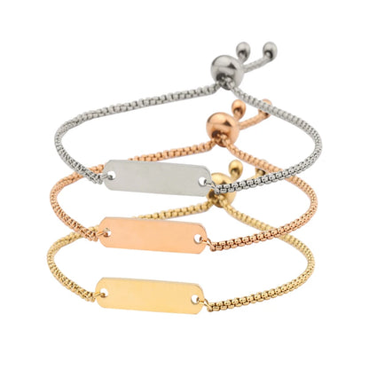 10Pcs 11.5cm Stamping Blank Bar Charm Bracelets Mirror Polish Stainless Steel Adjustable Bracelets For Women's Jewelry