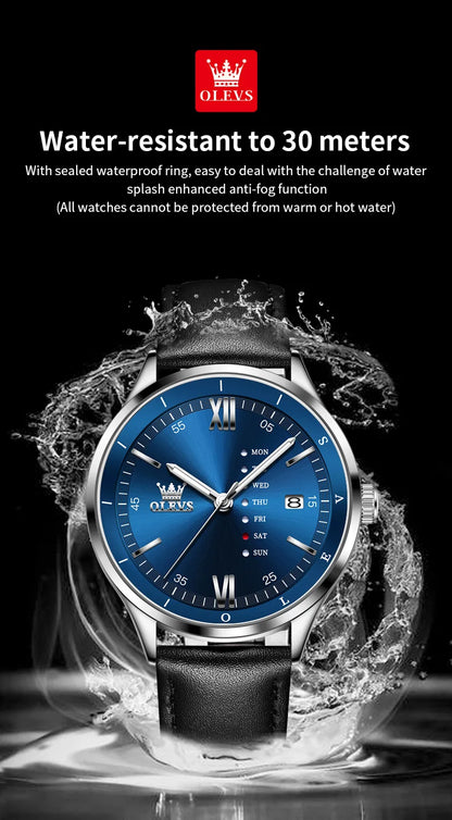 New, Waterproof Luminous, Automatic Date,  Quartz Wristwatch For Men, By OLEVS