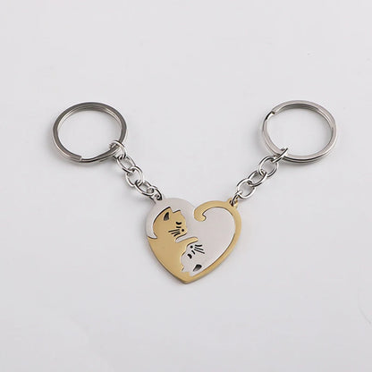 Yin and Yang Cat Pendant Keychain