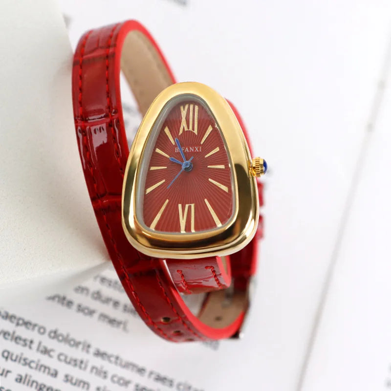 New!!! Top Fashion, Designer, Quartz Snake Shape Leather Strap Watch