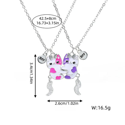 2Pc/set, Cute, Cat Shape Pendant Chain, Best Friends Necklace