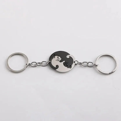 Yin and Yang Cat Pendant Keychain