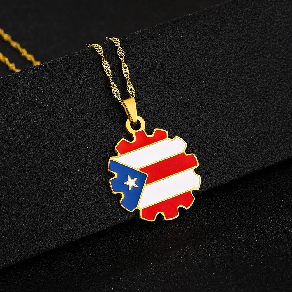 Wear Puerto to celebrate The Big Game 2026 and Bad Bunny in style — show your Puerto Rican pride with this beautiful flag necklace. Lightweight, durable, and polished for that beautiful shine, it’s the perfect game day souvenir, by SONYA