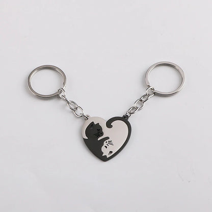 Yin and Yang Cat Pendant Keychain