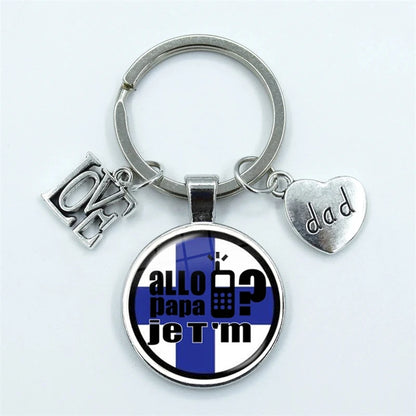I Love Super Dad, Glass Dome Cabochon, Key Ring Keychain