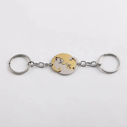 Yin and Yang Cat Pendant Keychain