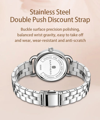 SAPPHERO’S, Women's Fashion, Versatile, Stainless Steel, Fashion versatile, Light luxury, Ultra-Thin Watch