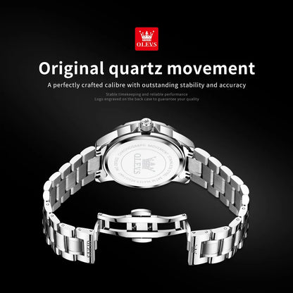 OLEV'S 2956 Men's, Luxury Brand, Waterproof, Calendar Moon Phase, Top Fashion, Stainless Steel Quartz, Chronograph Watch