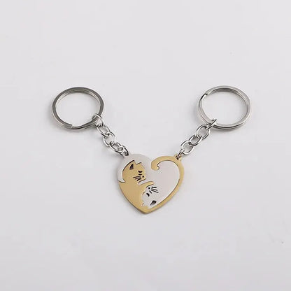 Yin and Yang Cat Pendant Keychain