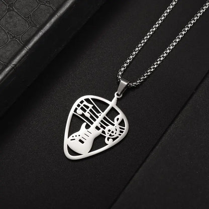 Stainless Steel, Electric Guitar Pick Necklace for Men and Women…Jewelry For Music Lovers
