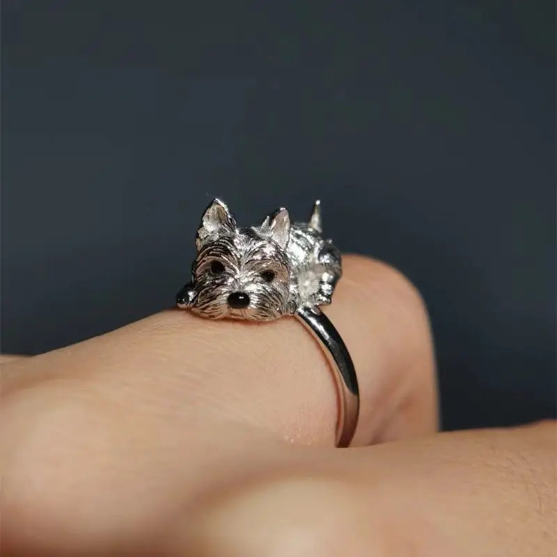 Cute Pet Dog Open Ring For Women... Retro Animal Fashions by XIYANIKE....Perfect Gift For Dog Lovers...Non-Hypoallergenic