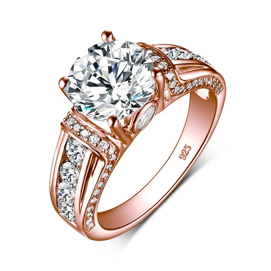 Genuine, S925 Sterling Silver Moissanite Ring, 2ct Rose Gold Plated. A Perfect Gift For Precious People. Certificate Of Authenticity Included.