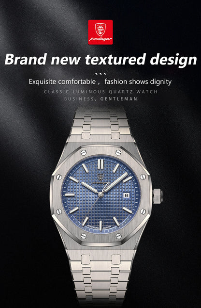 NEW!!! Fine Steel, Original Quartz, Luminous Date, Waterproof, Fashionable Classic Wristwatch, By POEDAGAR