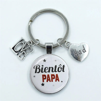 I Love Super Dad, Glass Dome Cabochon, Key Ring Keychain