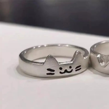 2Pc Cute, Stainless Steel,  Cat With Dog, Companion Animal Couple Ring...Hypoallergenic