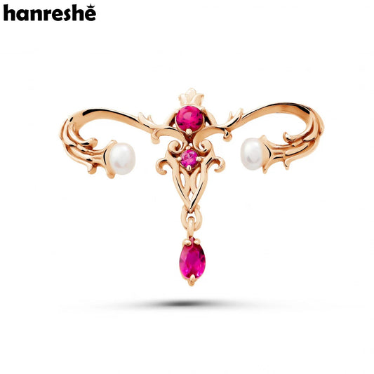 HANRESHE, Woman's Luxury Medical Womb, Inlaid Crystal Pearl Lapel Pin Gift For Gynecologic Professional