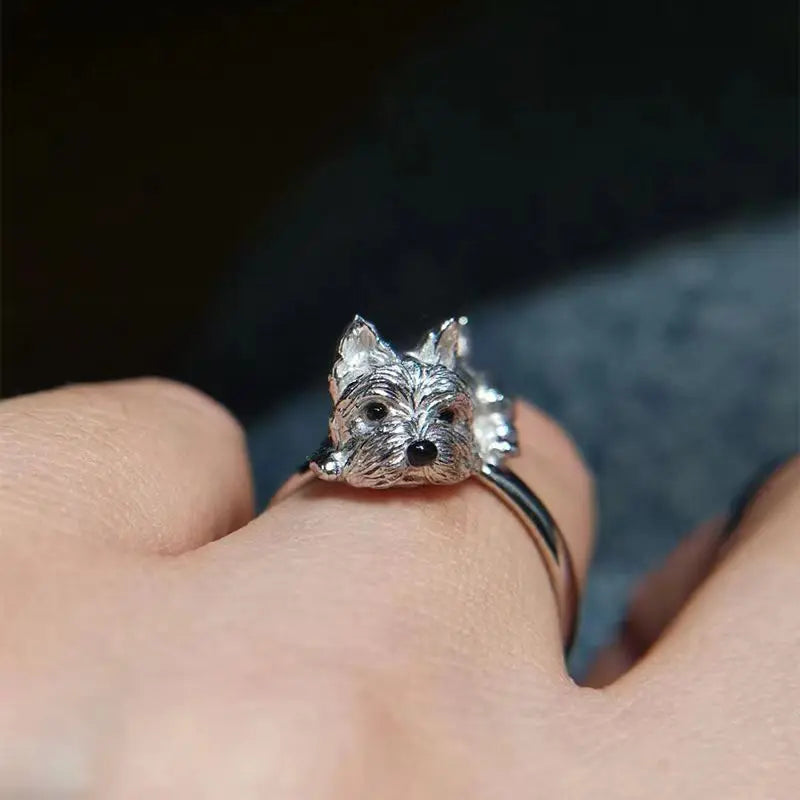 Cute Pet Dog Open Ring For Women... Retro Animal Fashions by XIYANIKE....Perfect Gift For Dog Lovers...Non-Hypoallergenic