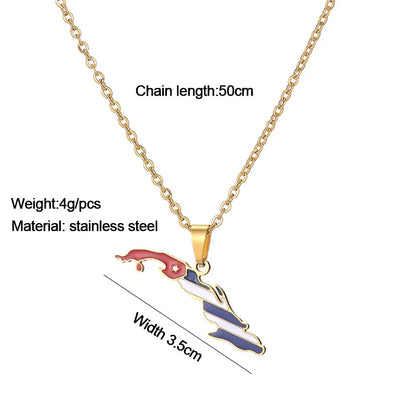 European and American Stainless Steel Map Of The Republic Of Cuba Pendant Necklace, By ZMZMKM