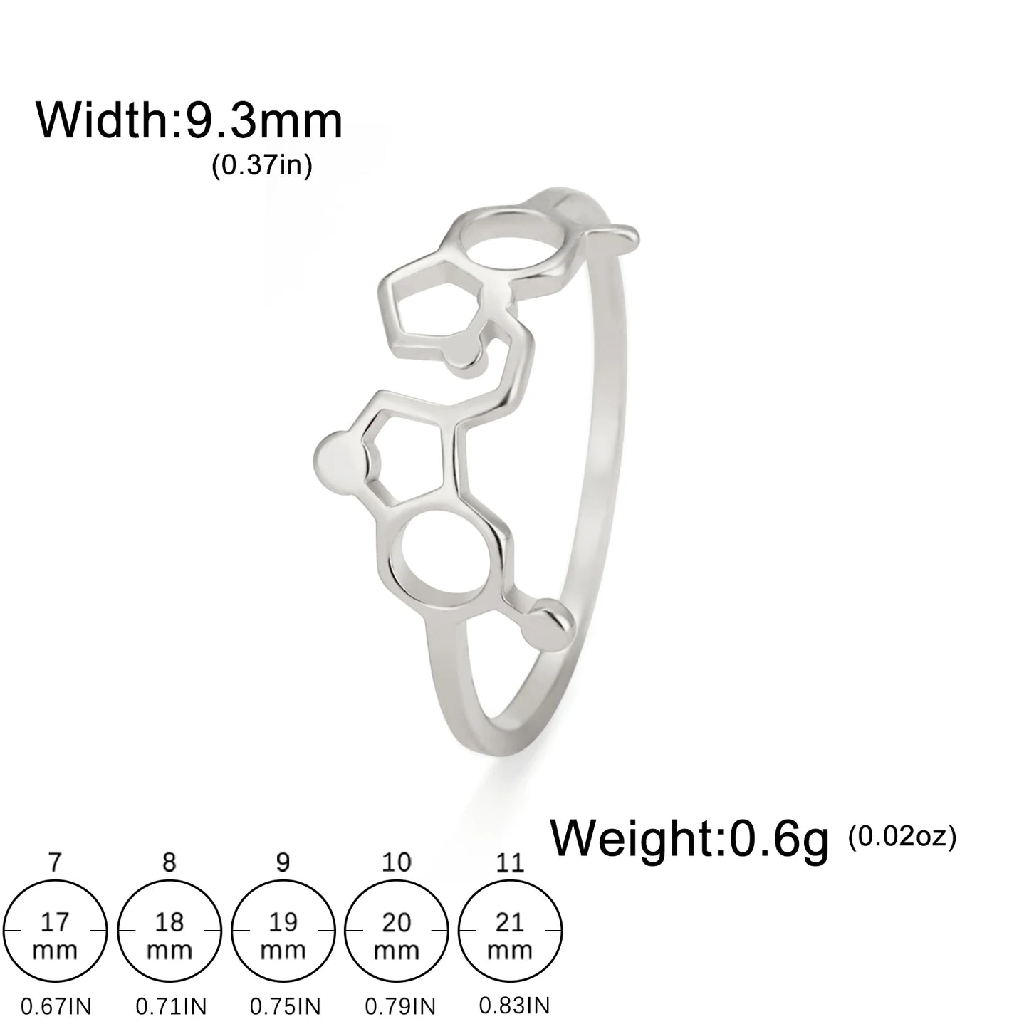 Attractive, Stainless Steel Chemical Molecule Ring, by Skyrim