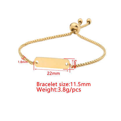 10Pcs 11.5cm Stamping Blank Bar Charm Bracelets Mirror Polish Stainless Steel Adjustable Bracelets For Women's Jewelry