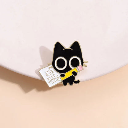 Cute Tiny Black Cat Enamel Pin Brooch