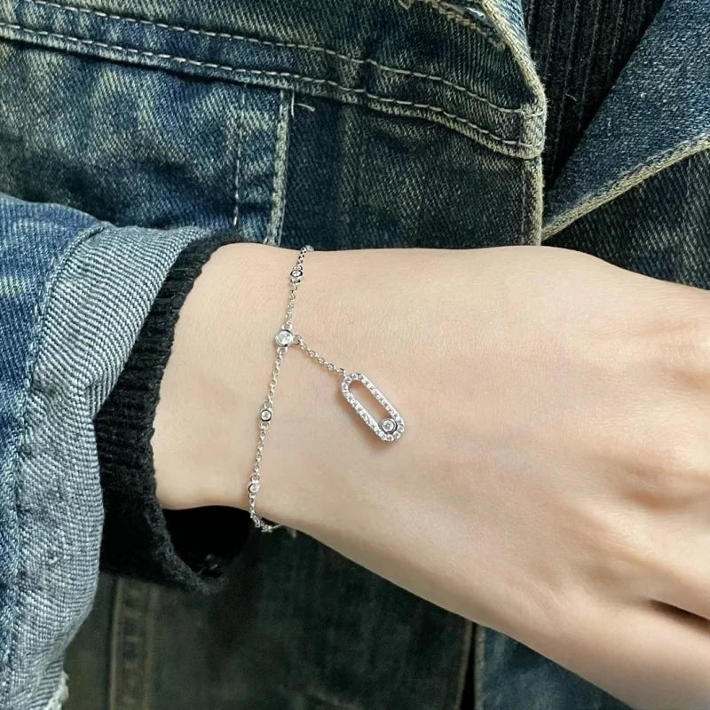 .925 silver, single diamond ankle bracelet; Fashion classic jewelry;  European and American style sexy jewelry gift