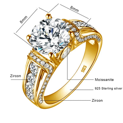 Genuine, S925 Sterling Silver Moissanite Ring, 2ct Rose Gold Plated. A Perfect Gift For Precious People. Certificate Of Authenticity Included.