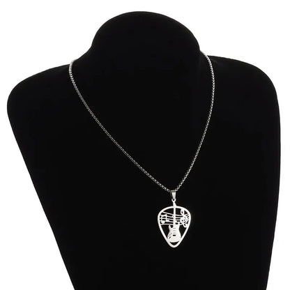Stainless Steel, Electric Guitar Pick Necklace for Men and Women…Jewelry For Music Lovers