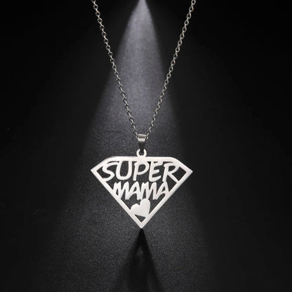 Cazador'S, "Super Papa/Mama", Stainless Steel Pendant Necklace for Men & Woman