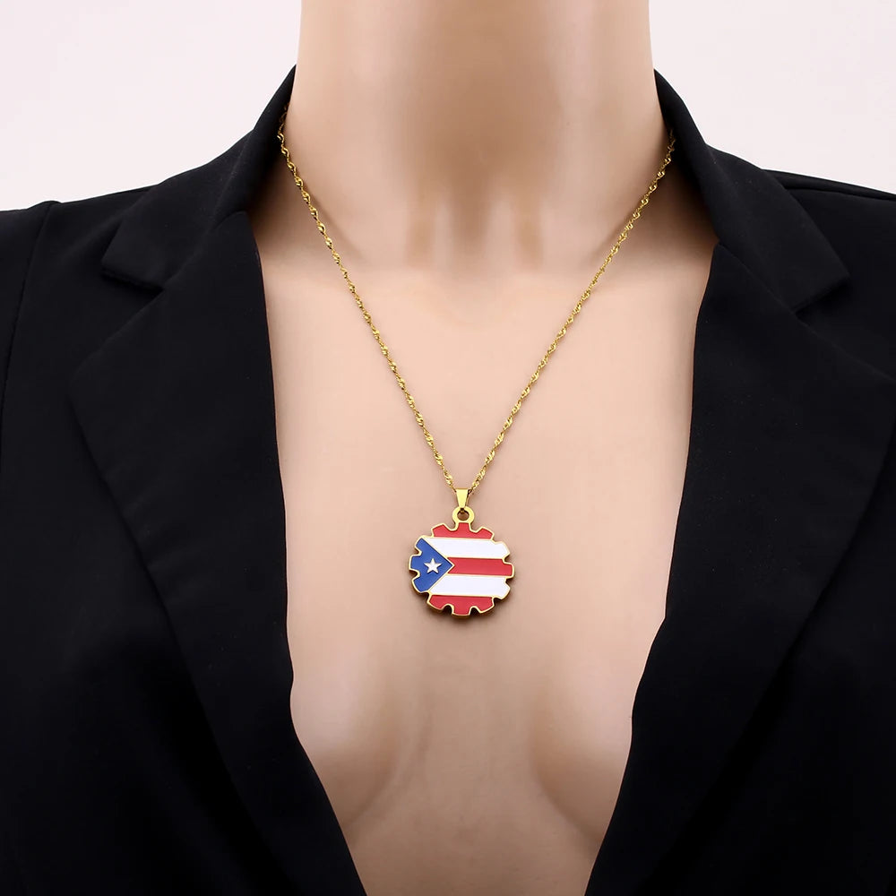 Wear Puerto to celebrate The Big Game 2026 and Bad Bunny in style — show your Puerto Rican pride with this beautiful flag necklace. Lightweight, durable, and polished for that beautiful shine, it’s the perfect game day souvenir, by SONYA