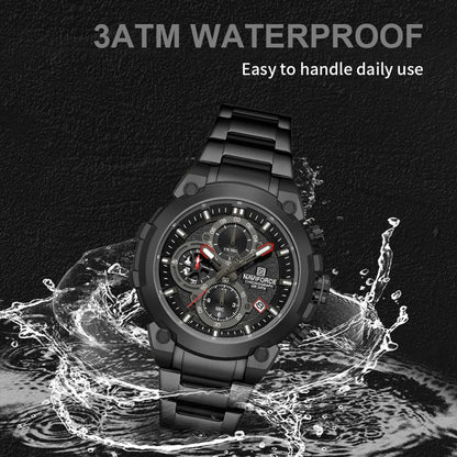 Fashion, Sports, Chronograph, Waterproof, Calendar Display, Military Quartz Male Watch, By NAVIFORCE