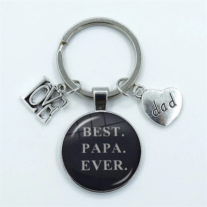 I Love Super Dad, Glass Dome Cabochon, Key Ring Keychain