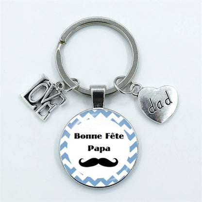 I Love Super Dad, Glass Dome Cabochon, Key Ring Keychain