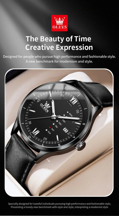 New, Waterproof Luminous, Automatic Date,  Quartz Wristwatch For Men, By OLEVS