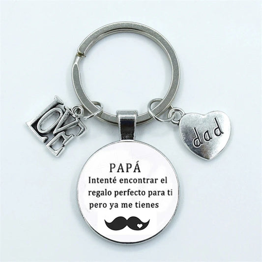 I Love Super Dad, Glass Dome Cabochon, Key Ring Keychain