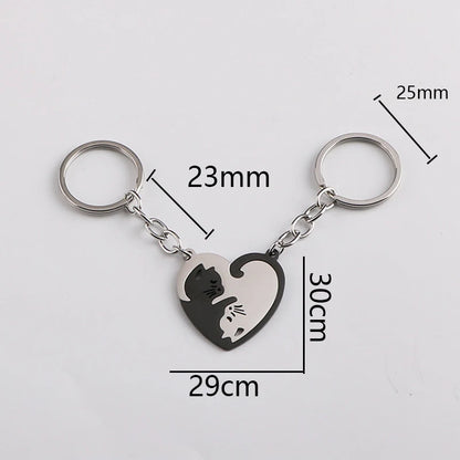 Yin and Yang Cat Pendant Keychain